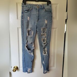 Distressed Curvy Mom Jeans